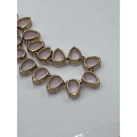 J. Crew Frosted Matte Satin Light Pink Teardrop Rhinestone Full Necklace - Picture 12 of 16